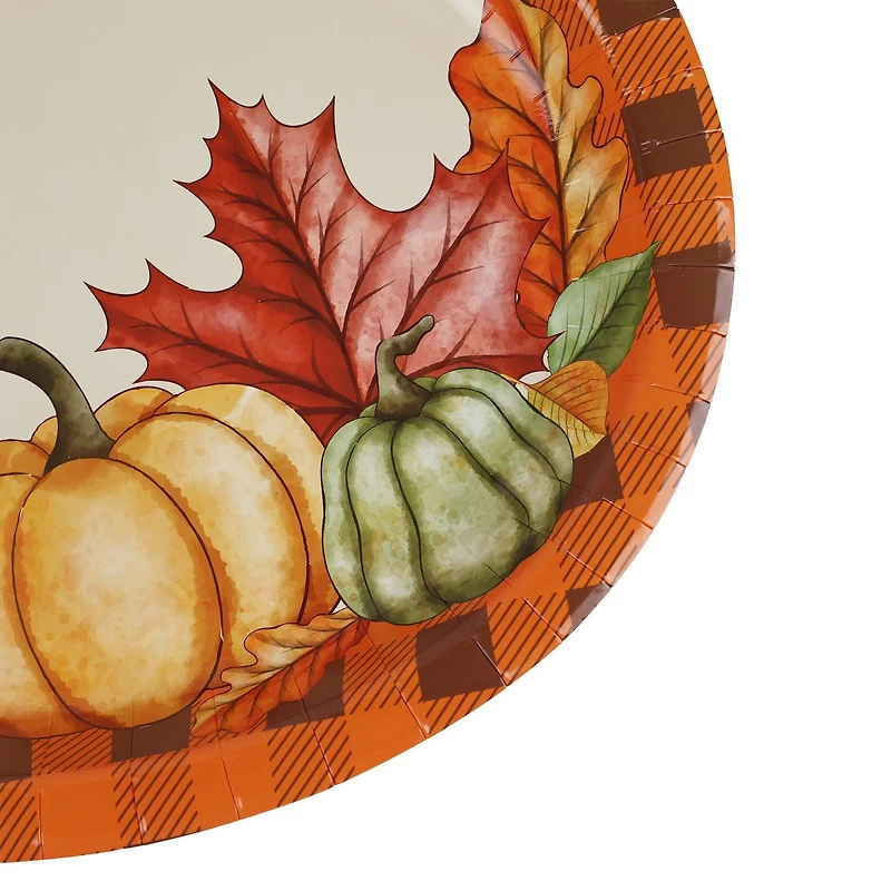 Way to celebrate! Thanksgiving Oval Pumpkins and Fall Leaf Paper Plates, 12.6" x 10.3", 8ct