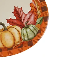 Way to celebrate! Thanksgiving Oval Pumpkins and Fall Leaf Paper Plates, 12.6" x 10.3", 8ct