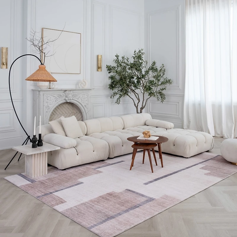 Rug Branch Eclipse Mid-Century Modern Indoor Area Rug, Beige Brown, Geometric - Living Room, Bedroom, Dining Room, and Office