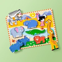 Melissa & Doug Safari Wooden Chunky Puzzle - 8 Pieces - FSC Certified