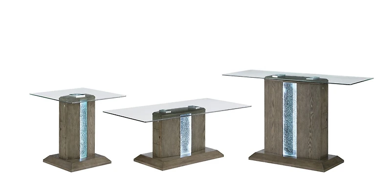 Topline Home Furnishings Table de bout avec dessus en verre et LED