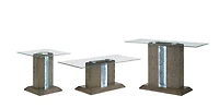 Topline Home Furnishings Table de bout avec dessus en verre et LED