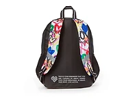Sac à dos à compartiments multiples en nylon imprimé coeur Tie Dye pour filles de marque Justice™ Sac à dos de 17 po avec porte-clés en relief en caoutchouc texturé