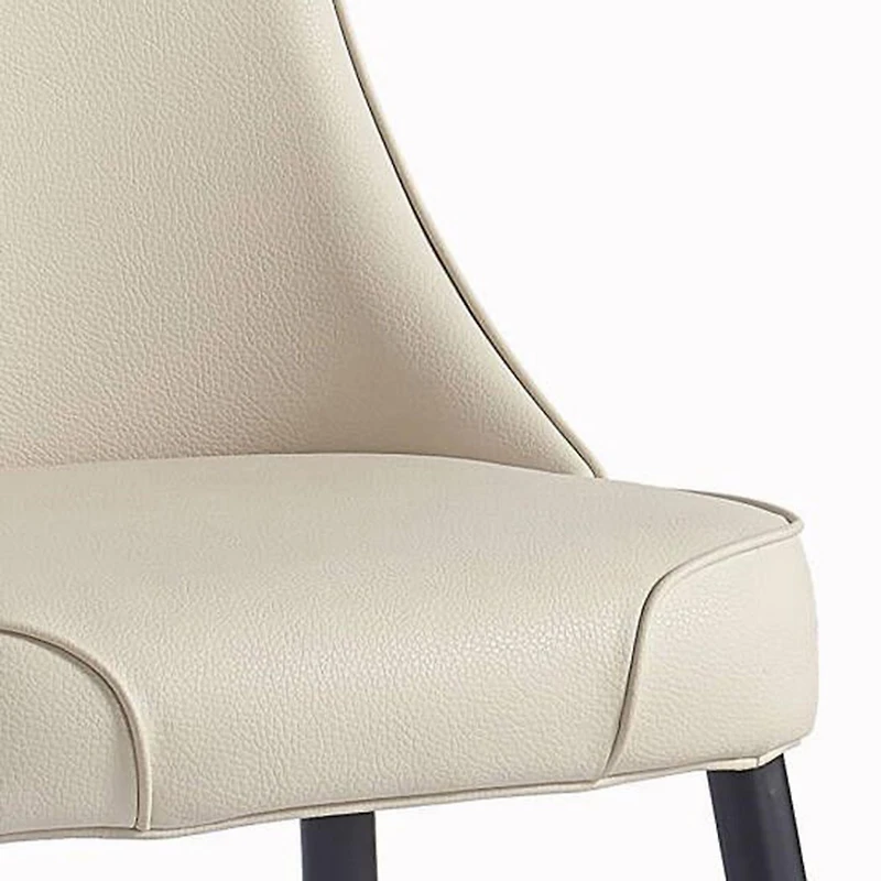 Moderne Similicuir et Métal Chaise à Similicuir, Jeu de 2 - Beige et Noir