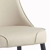 Moderne Similicuir et Métal Chaise à Similicuir, Jeu de 2 - Beige et Noir