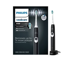 Philips Sonicare ProtectiveClean 4100 Plaque Control Rechargeable Electric Toothbrush, Black, HX6810/50, Remove up to 7x more plaque