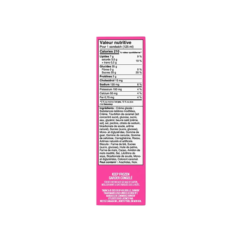 BASKIN ROBBINS Sandwichs à la crème glacée Tourbillon de caramel, Canada, lait canadien, kasher 4 x 125 ml