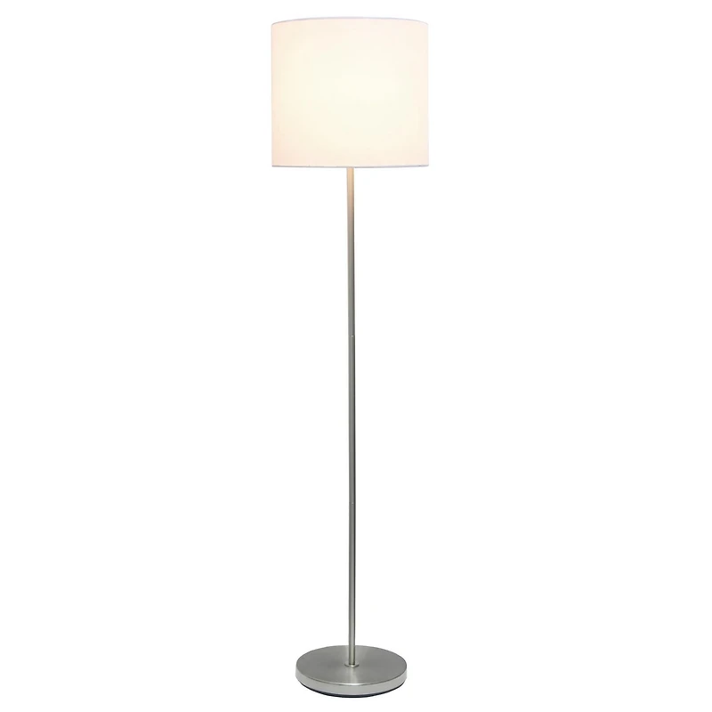 Simple Designs Brushed Nickel Drum Shade Floor Lamp