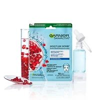 Garnier Moisture Bomb Face Mask, Super Hydrating Sheet Mask with Hyaluronic Acid and Pomegranate, SkinActive, 6 Pack