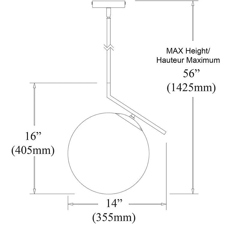 Pendentif Dainolite ORN-141P-MB noir mat