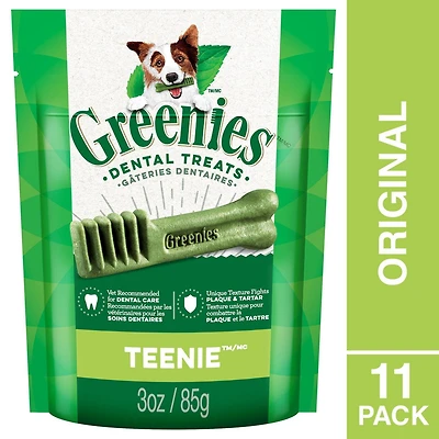 Gâteries dentaires naturelles pour chiens adultes GREENIES Original format TEENIE 11-96 Gâteries