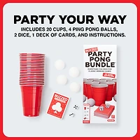 Party Pong Bundle par Buzzed – Kit de jeux à boire pour adultes avec 20 gobelets, 4 balles de ping-pong, 2 dés, un jeu de cartes et instructions pour 10+ jeux Pack de pong de fête