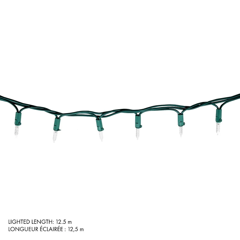 250 FACETTED M5 LED LIGHTS, IN/OUT,10 FUNCTIONS W/TIMER& ADAPTOR, GREEN WIRE, WARM WHITE, 250 FACETTED M5 LED LIGHTS