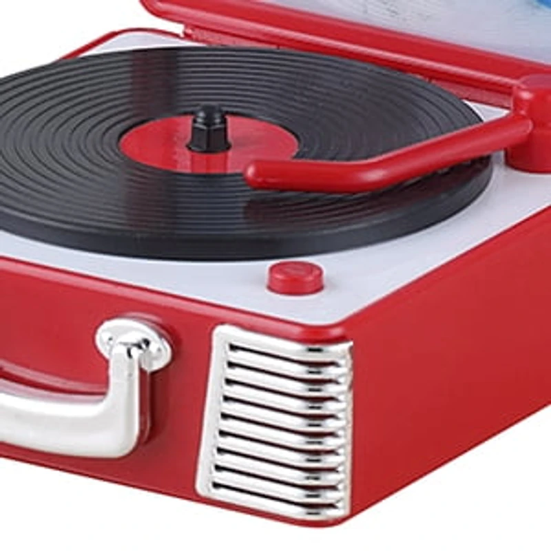 Mr. Christmas Tourne-disque vinyle rétro de 3,8 pouces, rouge