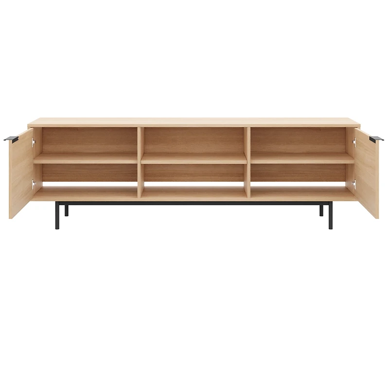 Meuble TV Nexera Hamilton 70 pouces avec 2 armoires de rangement, chêne blond naturel