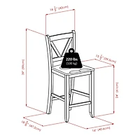 Winsome Orlando 5-Piece Set High Table, 2 Shelves with 4 V-Back Counter Stools - 94554