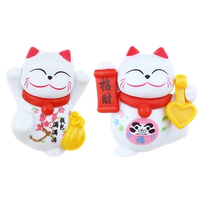 Aimant chat multicolore (lot de 2), 4 cm x 4 cm, pour adultes, décoration, jouet fantaisie et humoristique, une façon originale de célébrer le Nouvel An lunaire.