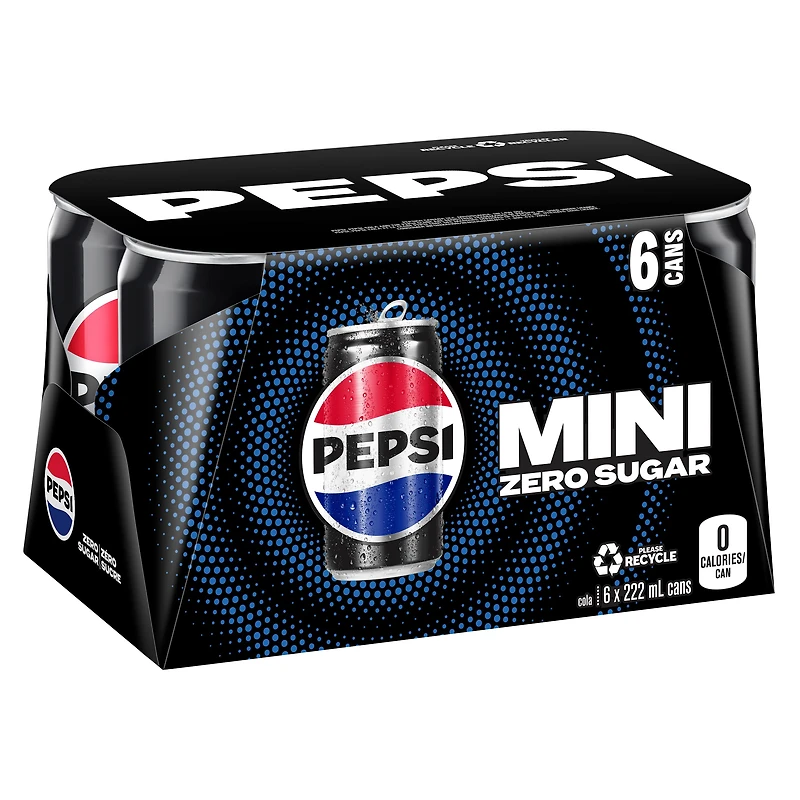 Pepsi Zéro sucre 6 x 222mL, Mini Cans