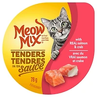Meow Mix Tenders in Sauce with Real Salmon & Crab, Wet Cat Food, 78 g, Meow Mix TIS Salmon Crab