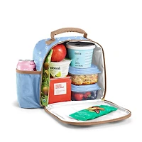 Fit + Fresh Townsend Lunch Bag Kit with Containers, Light Blue Daisy.