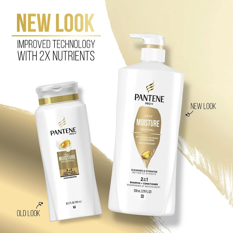 PANTENE PRO-V Daily Moisture Renewal 2 in 1 Shampoo + Conditioner, 17.9 oz/530mL