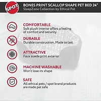 Sleep Zone 24" Small Bone Scallop Bolster Dog Bed