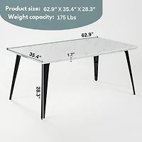 Ensemble de salle à manger Homy Casa avec table en imitation marbre de 160 cm et 4 chaises en similicuir marron pour salles à manger, cuisines et restaurants