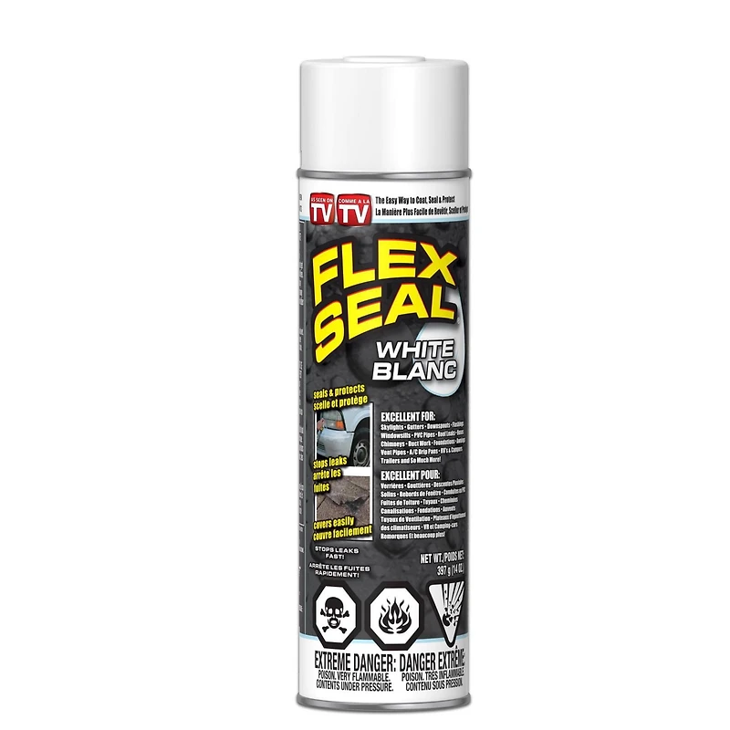 FLEX SEAL SPRAY WHITE 14 OZ LIQUID RUBBER SEALANT COATING, STOP LEAKS FAST!