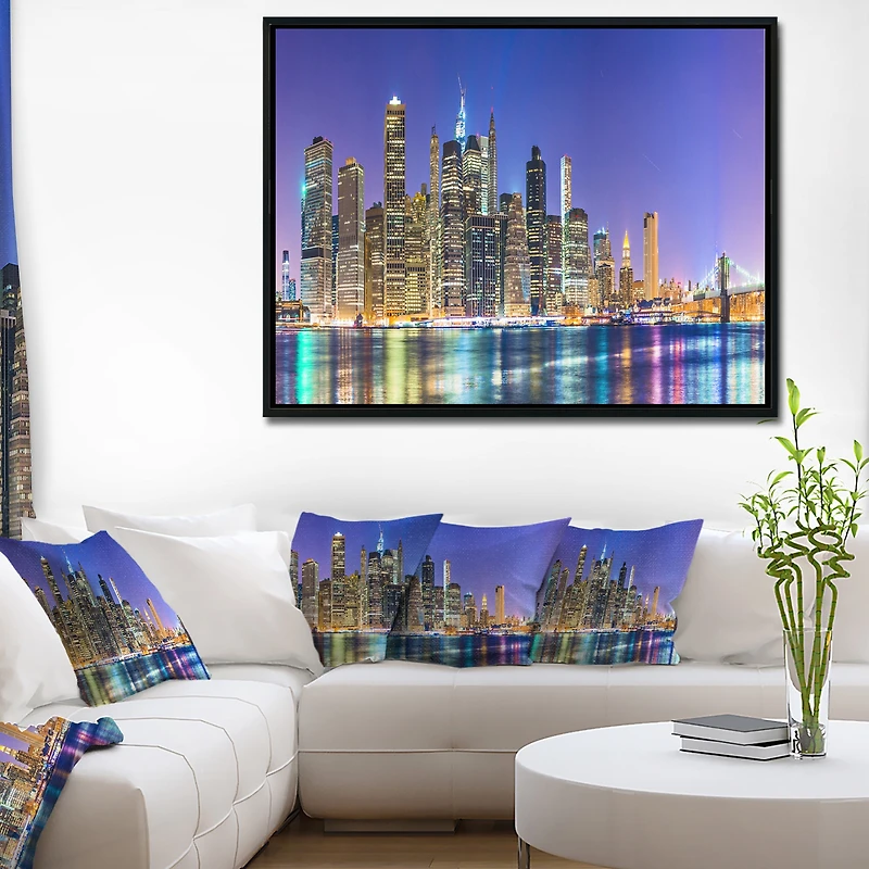 Design Art New York Cityscape Panorama Framed Canvas Art Print