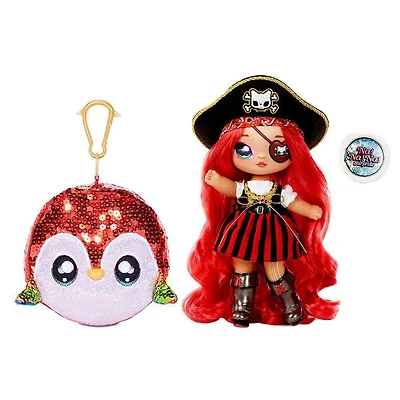 Poupée-mannequin Na Na Na Surprise 2 en 1 et sac à main pailleté scintillant de la série Sparkle : Becky Buckaneer, poupée pirate de 7,5 po