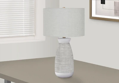 Monarch Specialties Lighting, 27"h, Table Lamp, Grey Ceramic, Grey Shade, Contemporary