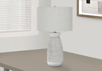 Monarch Specialties Lighting, 27"h, Table Lamp, Grey Ceramic, Grey Shade, Contemporary