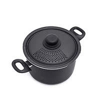 Starbasix Casserole Antiadhésive 5,7L (6Qt) avec Couvercle Égouttoir Perforé, en Aluminium pour Pâtes, Soupes et Cuisson Quotidienne, Va au Four et au Lave-Vaisselle Revêtement antiadhésif