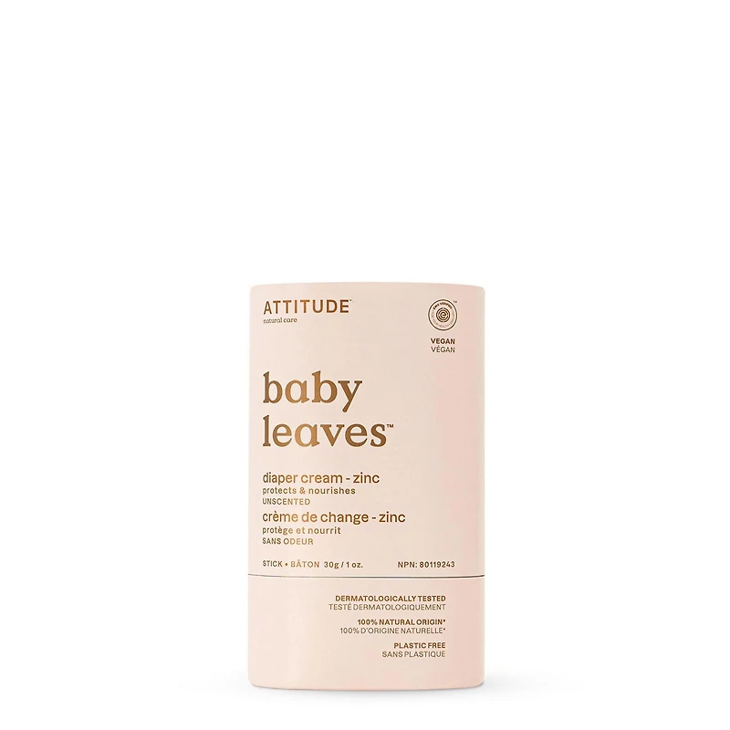ATTITUDE baby leaves, Crème de Change Zinc, Sans Odeur, 30 g