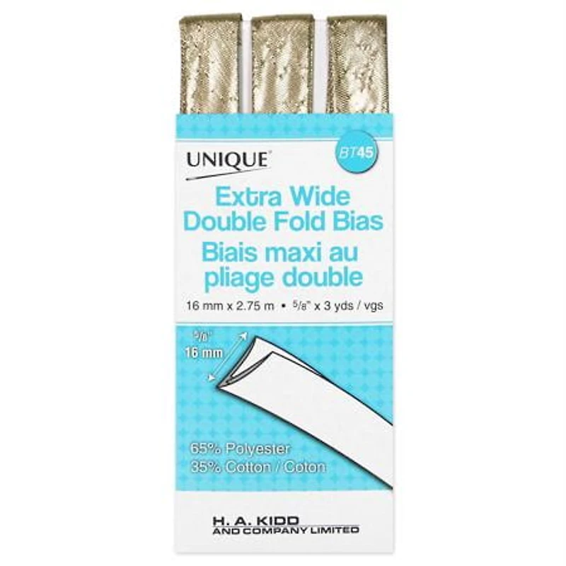 UNIQUE Double‑Fold (Extra‑Wide) Bias Tape, × 2.75 m, poly‑cotton, 15 mm x 2.75 m