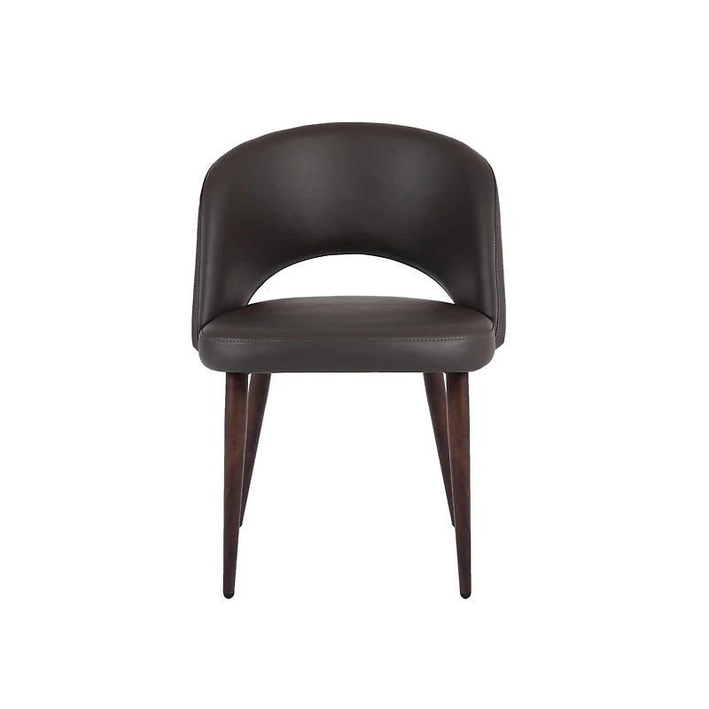 Executive Wood Dining Chair with Gray Leather Upholstery (Set of 4)