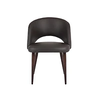 Executive Wood Dining Chair with Gray Leather Upholstery (Set of 4)