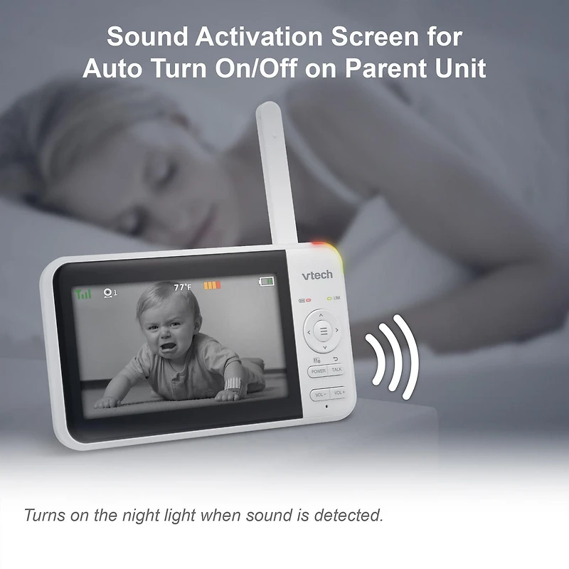 VTech VM5267 5” Digital Video Baby Monitor with Pan and Tilt and Night Light - White