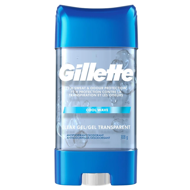 Antisudorifique et désodorisant Gillette pour hommes, gel transparent, Vague fraîche 108 g
