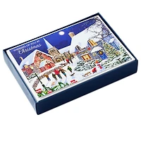 Boîte de 18 cartes religieuses de Noël Dayspring de Hallmark (Église de village et vœux de Noël)