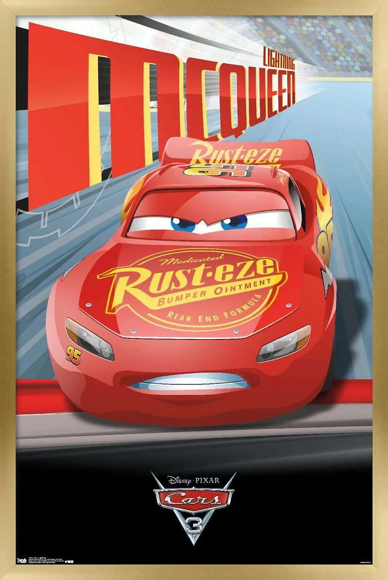 Disney Pixar Cars 3 - Lightning Wall Poster, 22.375" x 34" Framed