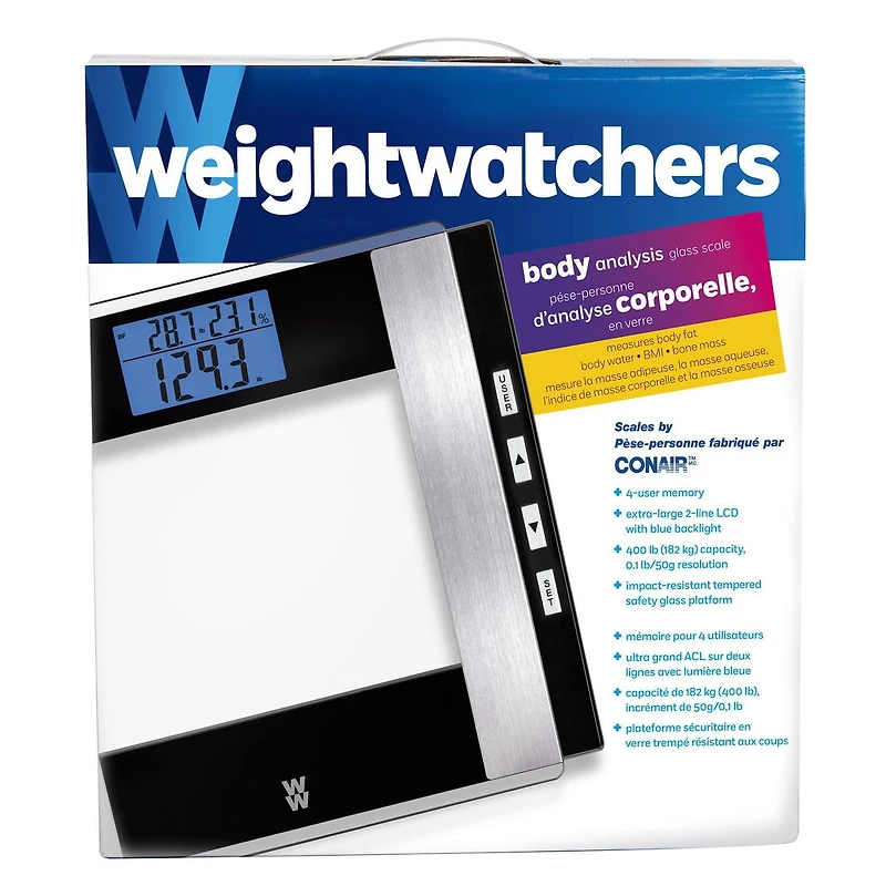 Pèse-personne Weight Watchers à IMC en verre