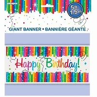 Unique Party Favors Bannière Géante Joyeux Anniversaire 1 bannière mesure 27" x 60"