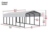 Steel Carport 10 x 29 x 7 ft. Galvanized Black/Eggshell