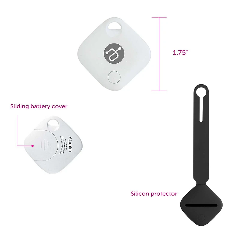 Aluratek Track Tag Tracker with Apple Find My (IOS Only)-5 Pack