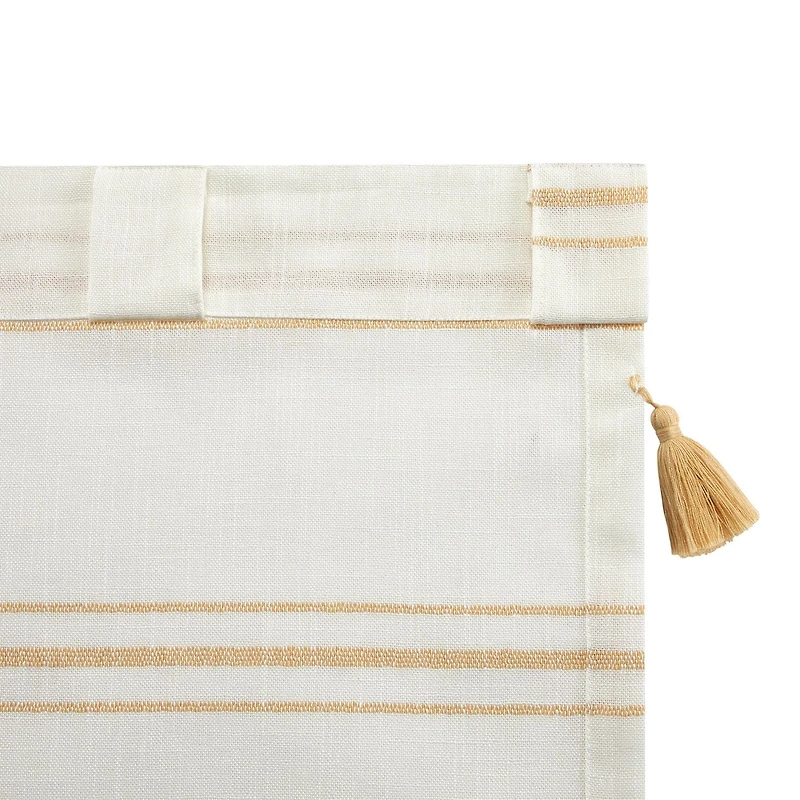 Panneau de rideau à rayures et franges en poly-coton filtrant la lumière Better Homes & Gardens, 50 x 84 pouces, Vert Panneau de rideau à pompons filtrant la lumière