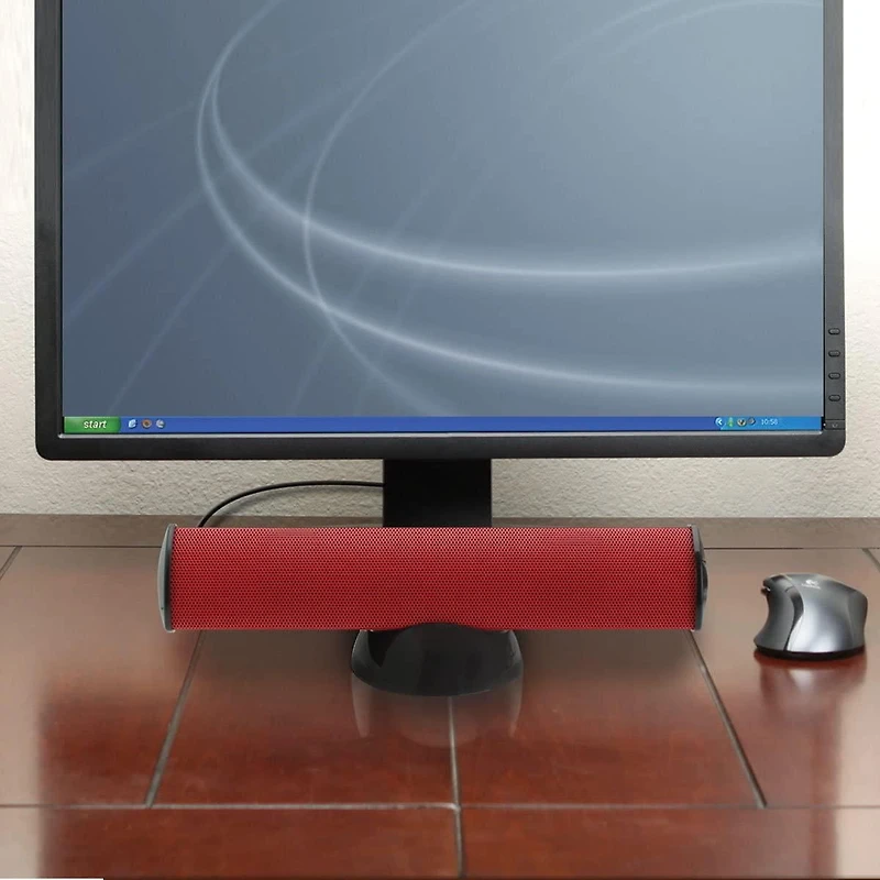 GOgroove SonaVERSE Haut-parleurs USB pour ordinateur portable – Mini barre de son alimentée par USB avec haut-parleur externe portable à clipser pour moniteur, un câble pour entrée audio numérique et