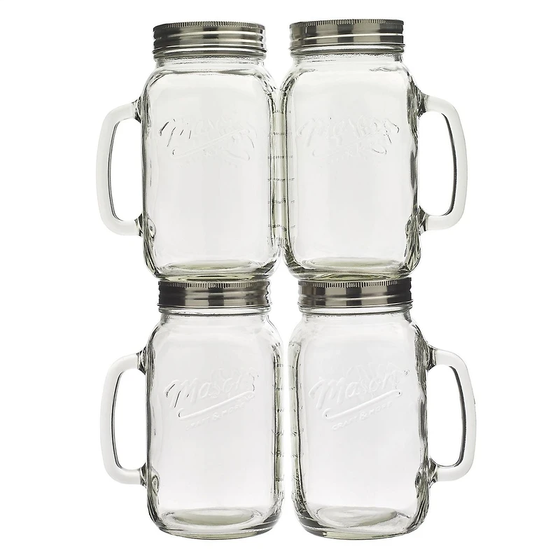 Mason Craft & More 4Pc 32oz/.94L Mason Jars with Handle