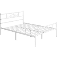 Fullfurnique Metal Platform Bed Frame with Scroll Headboard and Footboard, Full, White