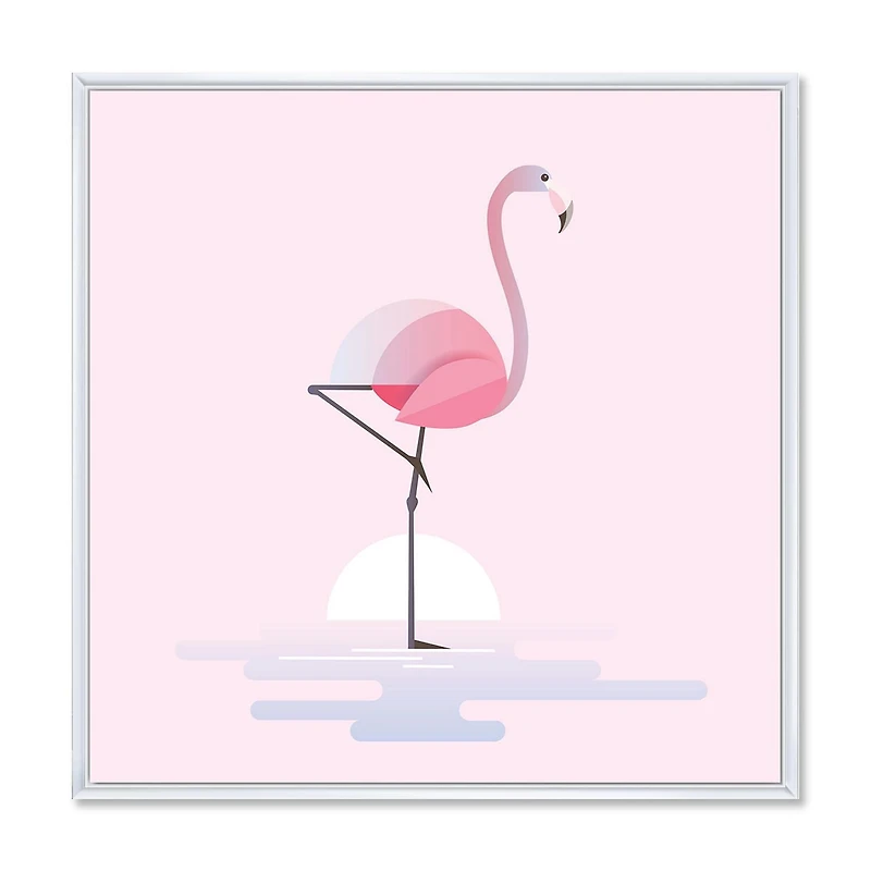 Designart Flamant rose debout ART MURAL À CADRE FLOTTÉ